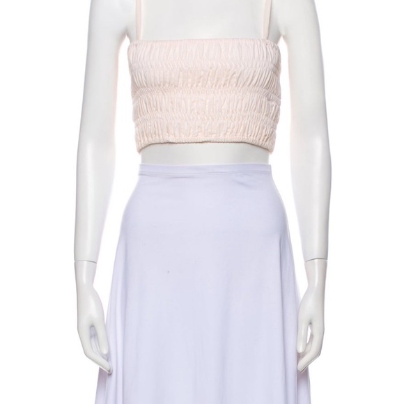 Set Cream Smocked Crop Top and White Skirt Set - Picture 1 of 2